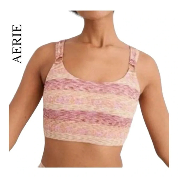 aerie Tops - 1931. AERIE CROPPED TOP RIBBED WITH BUILT IN BRA SIZE SMALL GOLD RING STRAPS